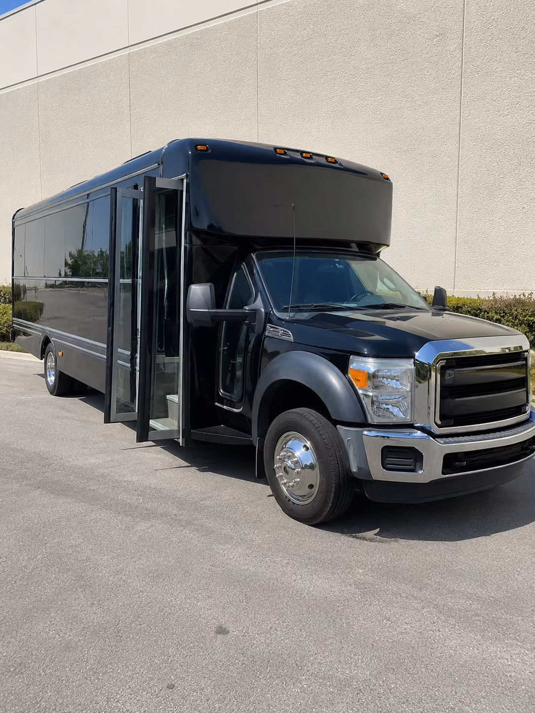 choose a party bus that matches your wedding theme white black or silver