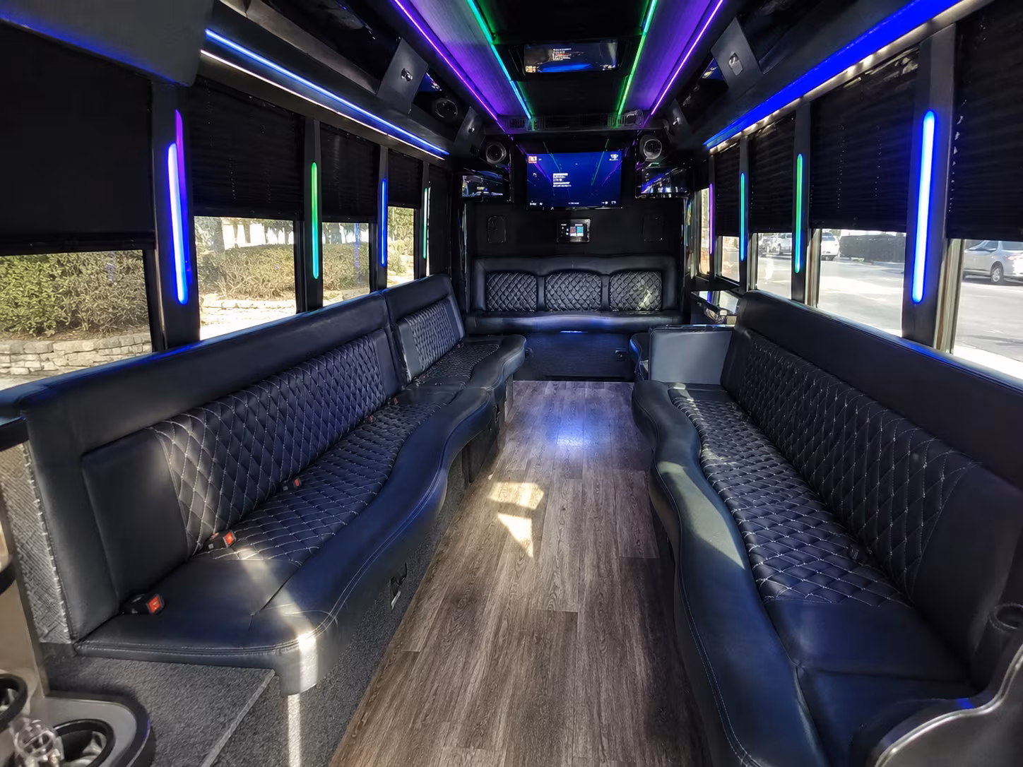 coral gables 15 passenger party bus interior