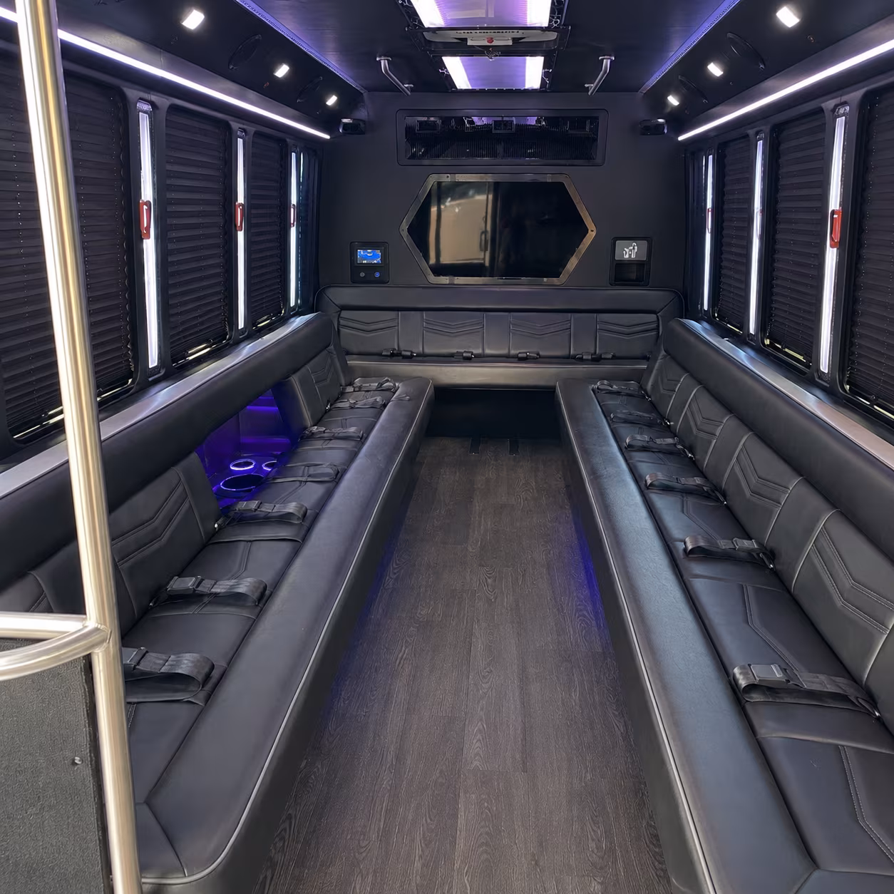 coral gables 18 passenger party bus interior
