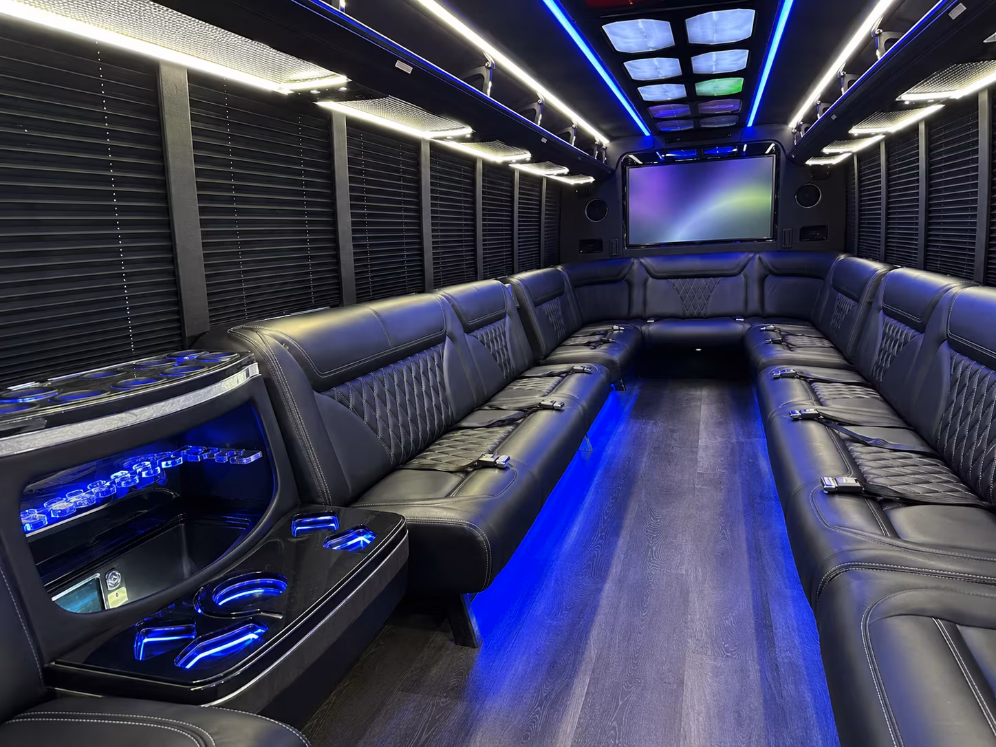 coral gables 20 passenger party bus inside