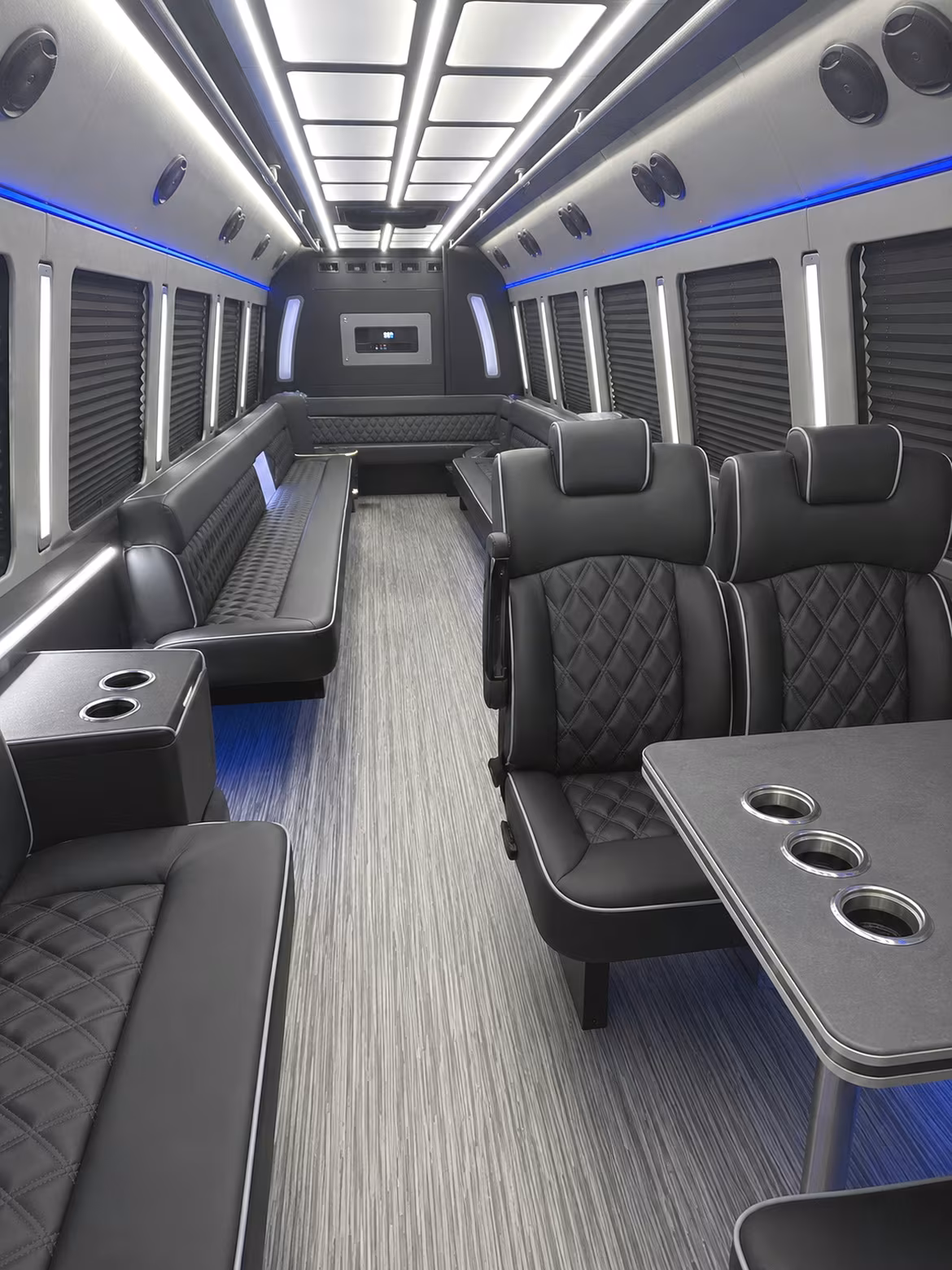 coral gables 25 passenger party bus inside