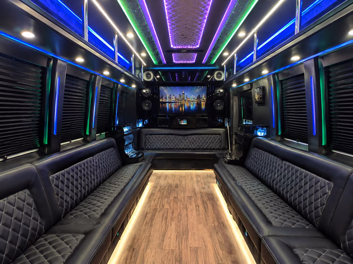 coral gables 25 passenger party bus interior