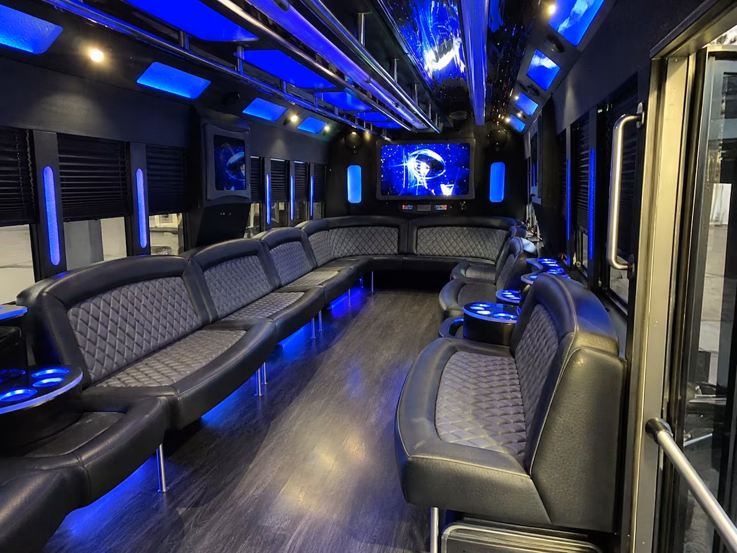 coral gables 28 passenger party bus interior