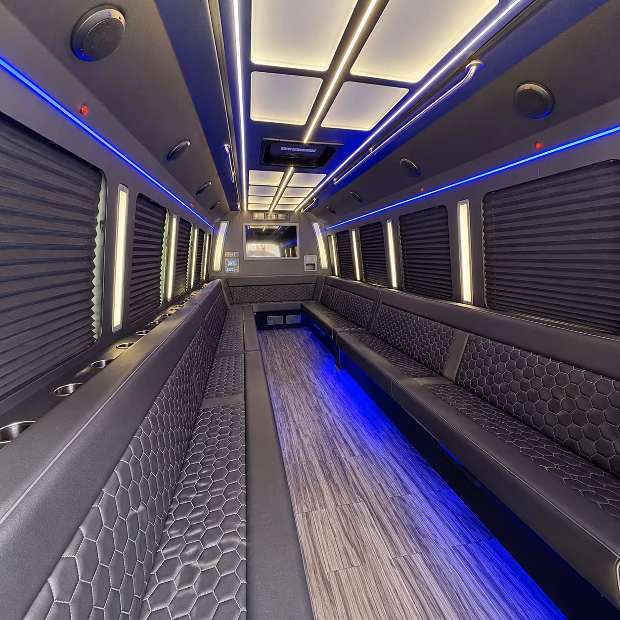 coral gables 30 passenger party bus interior