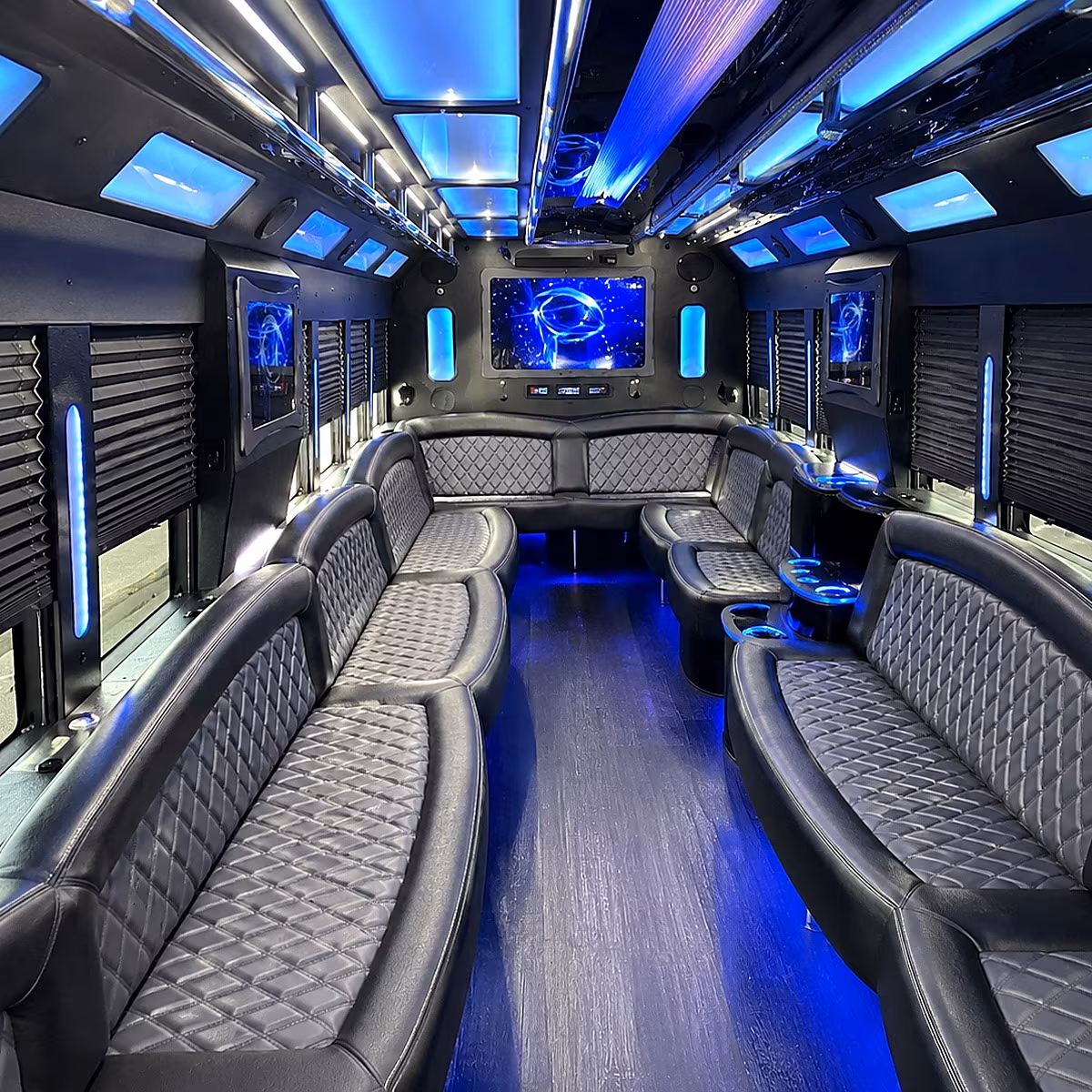 coral gables 50 passenger party bus interior